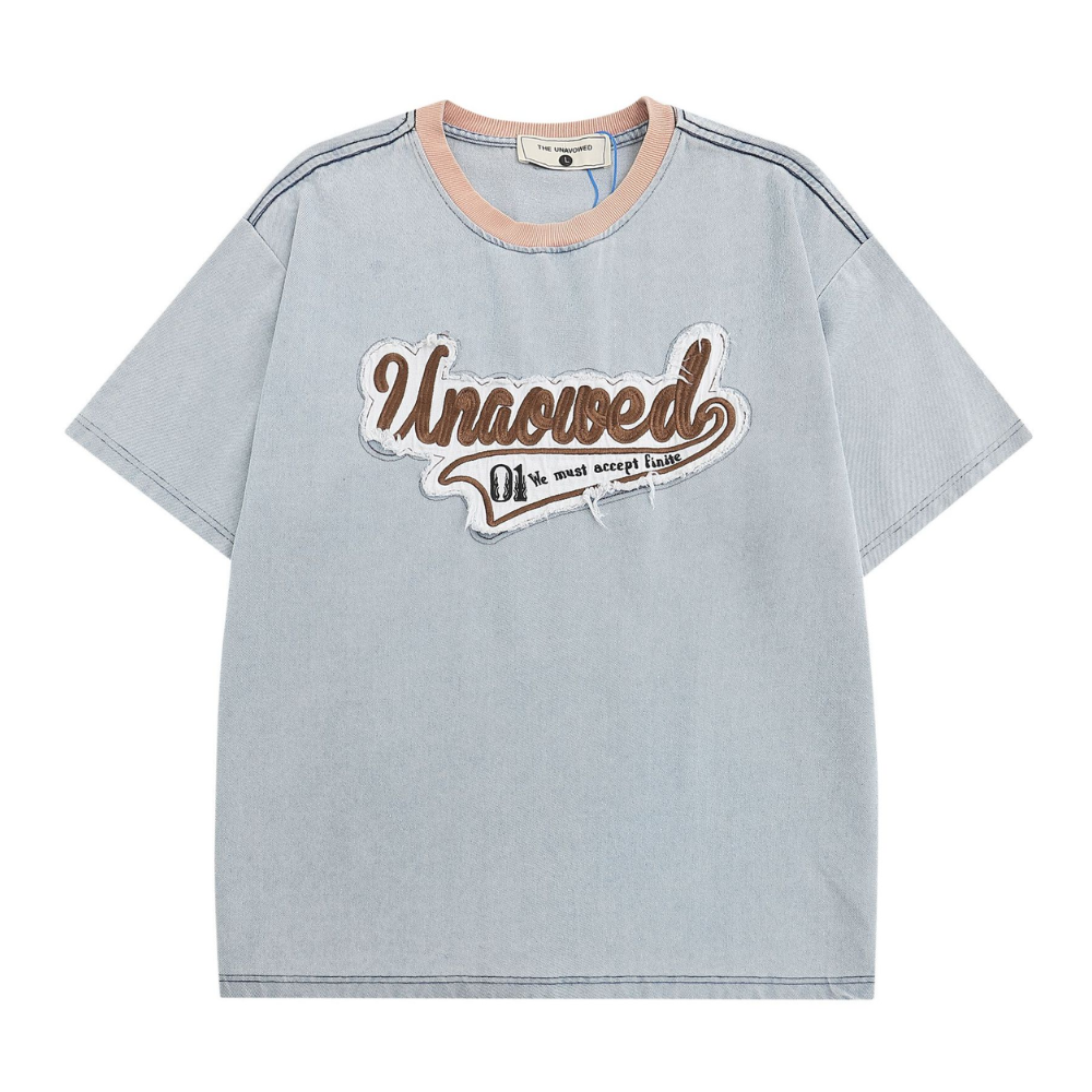 Retro Patch Embroidered Washed T-shirt