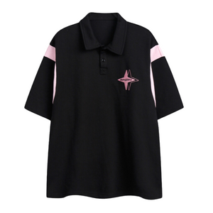 Japanese Letter Embroidery Polo Shirt