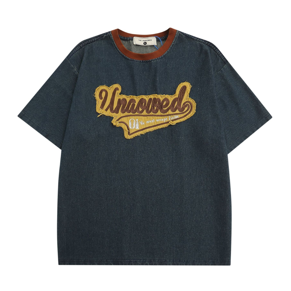 Retro Patch Embroidered Washed T-shirt