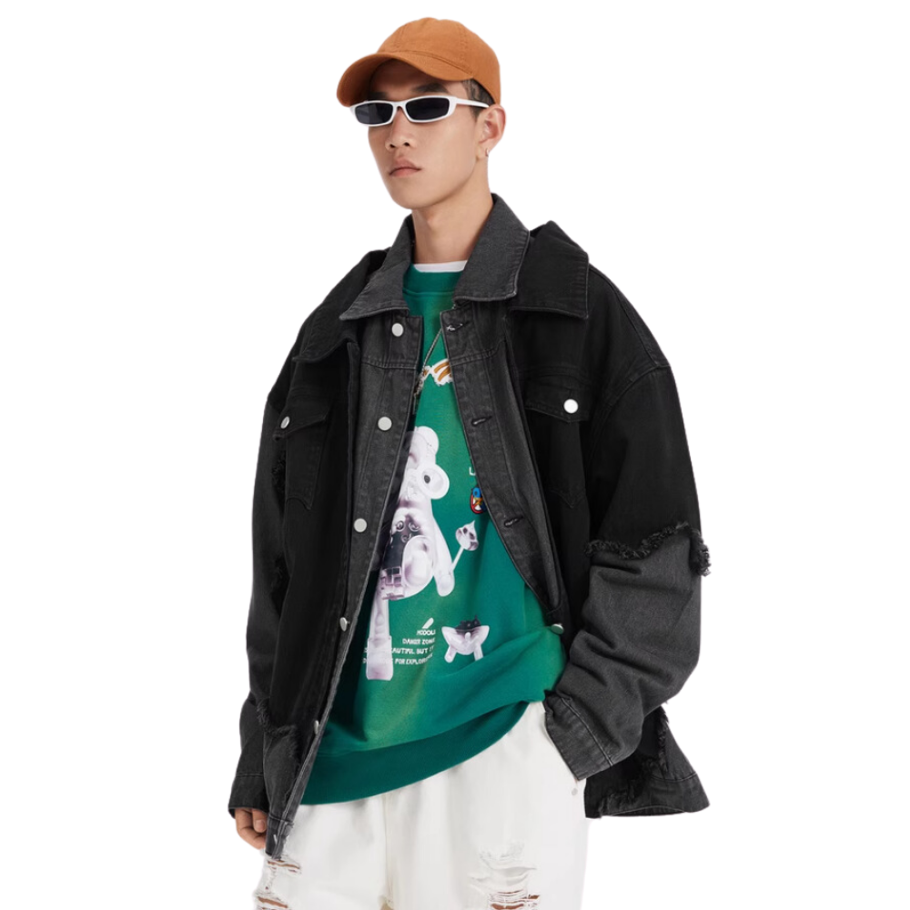 Fake Two Piece Patchwork Denim Jacket