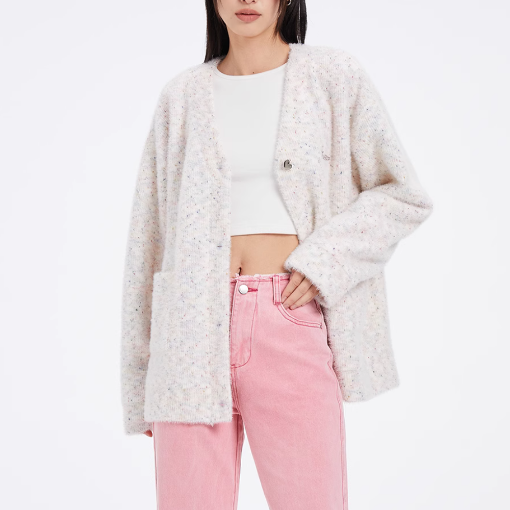 Women's Suede Ball Knit Cardigan