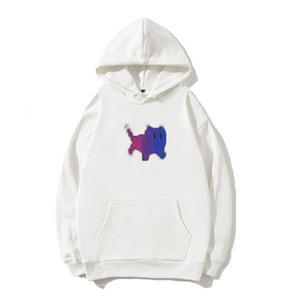 Colorblock Kitten Print Hoodie