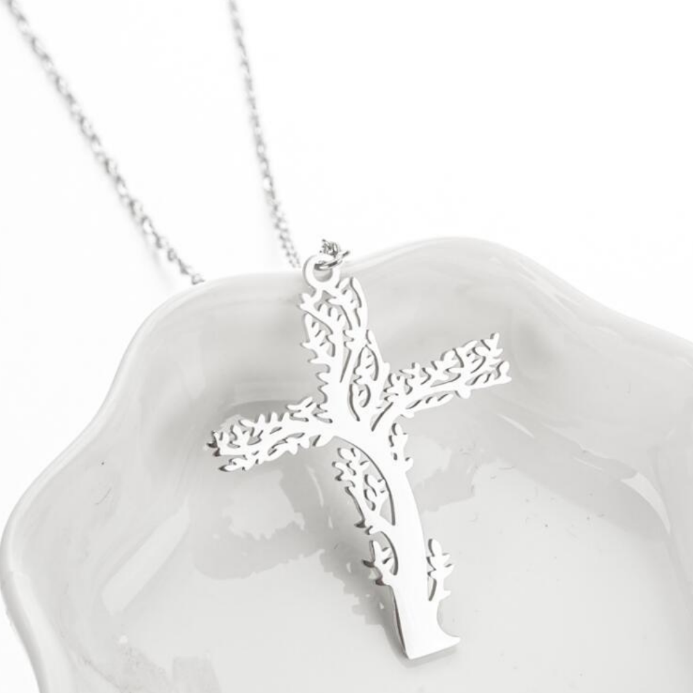 Retro Tree of Life Cross Necklace