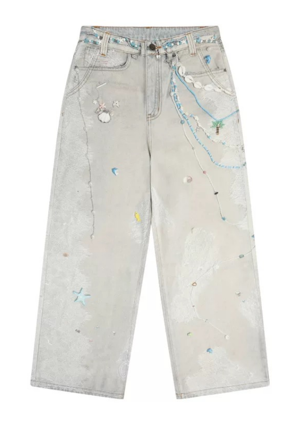 Vintage Pearls Shells Jeans