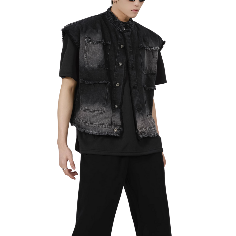 American Street Frayed Denim Vest