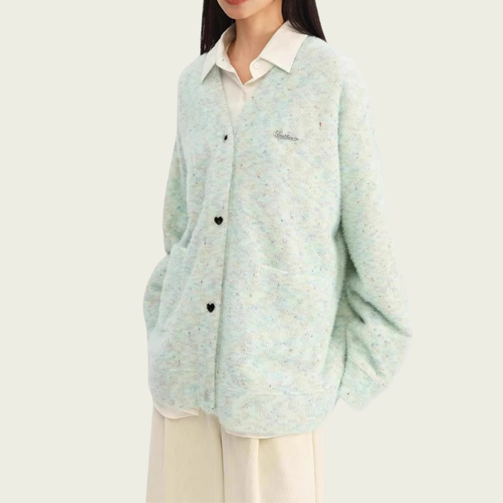 Women's Suede Ball Knit Cardigan