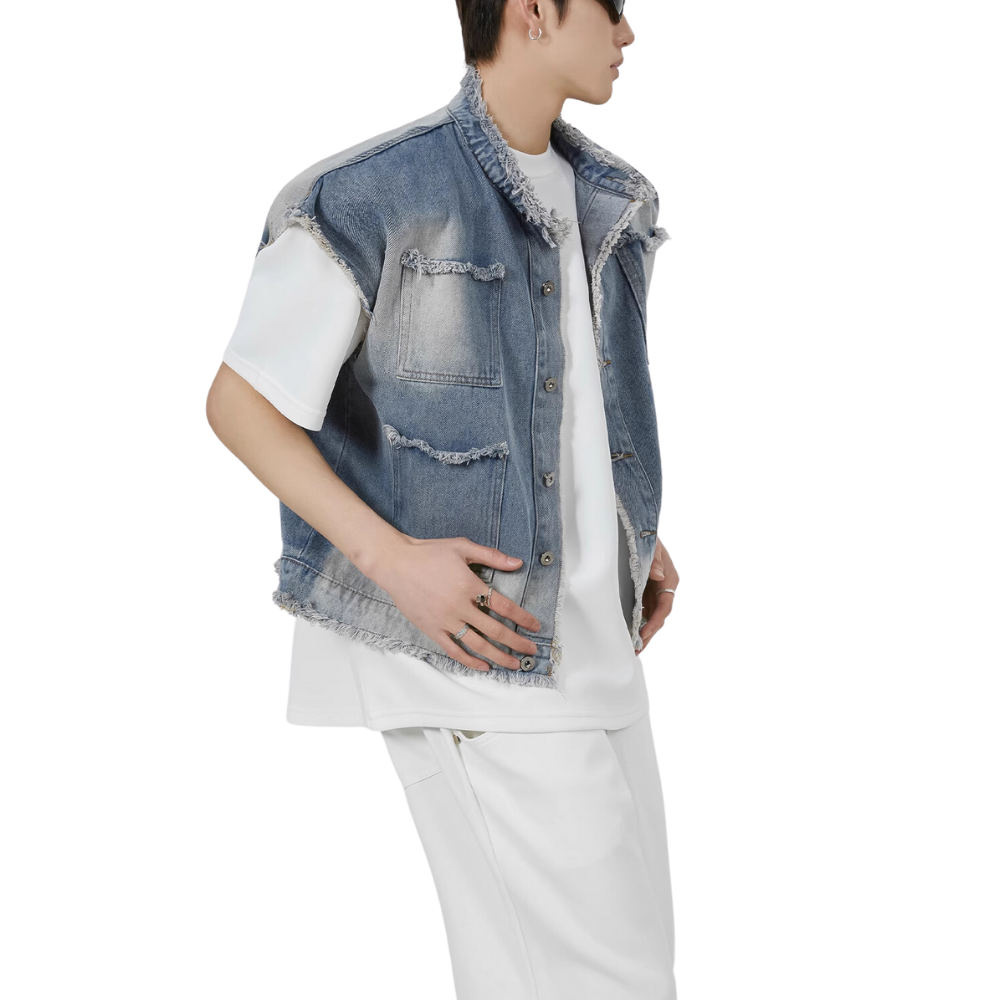 American Street Frayed Denim Vest