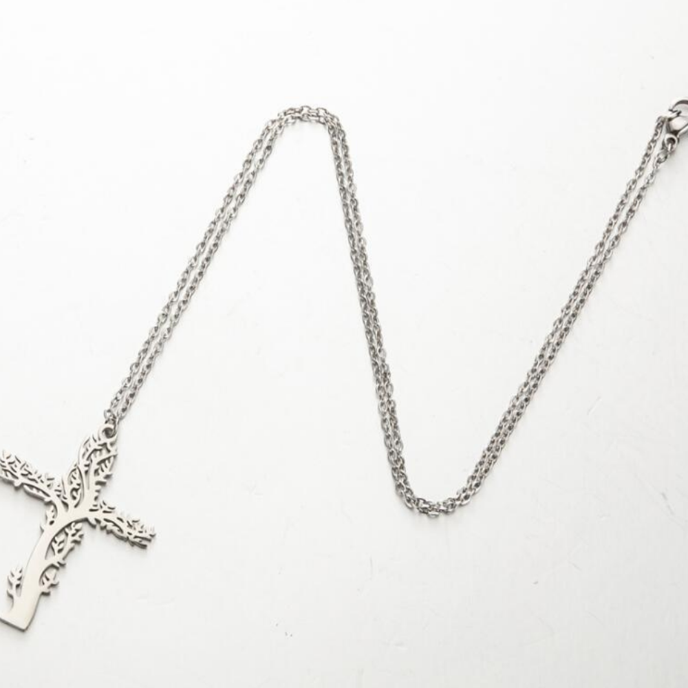 Retro Tree of Life Cross Necklace
