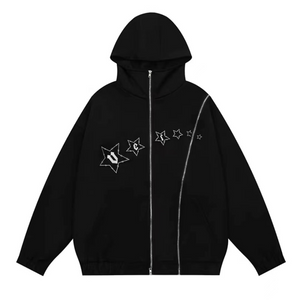 High Street Star Zip Design Hoodie