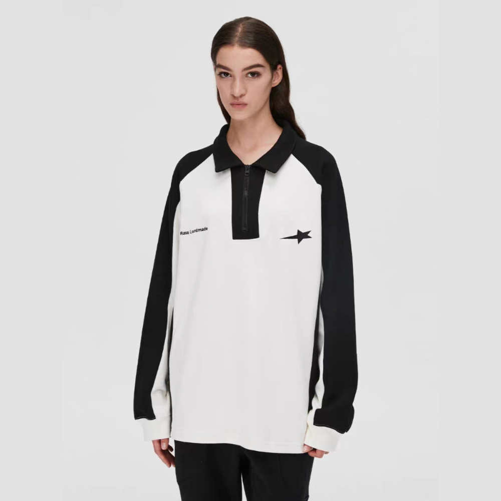 Vintage Star Stitching Lapel Sweatshirt
