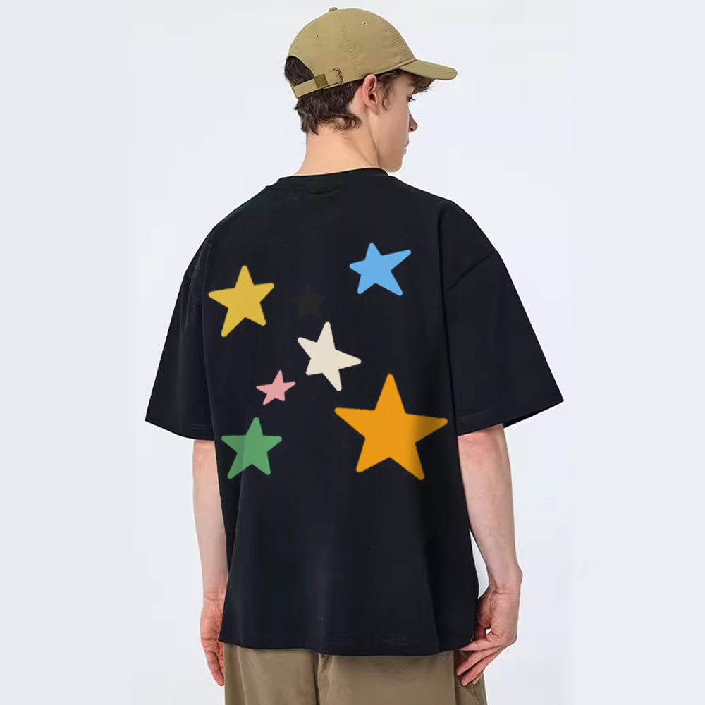 Colorful Stars Couple Cotton T-Shirt