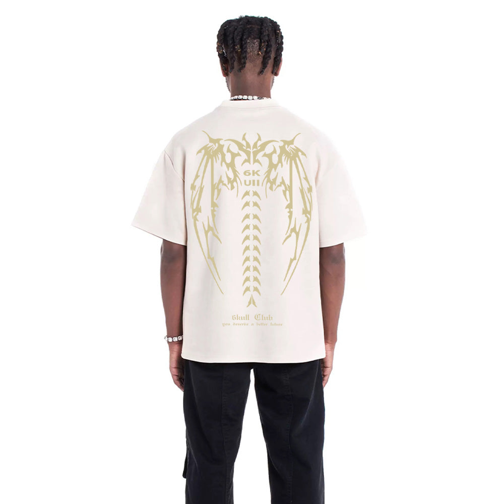 6Kull Suede Bone Wing Design T-shirt