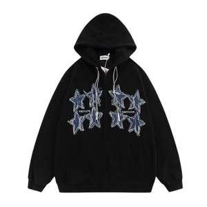 High Street Denim Star Patch Hoodie