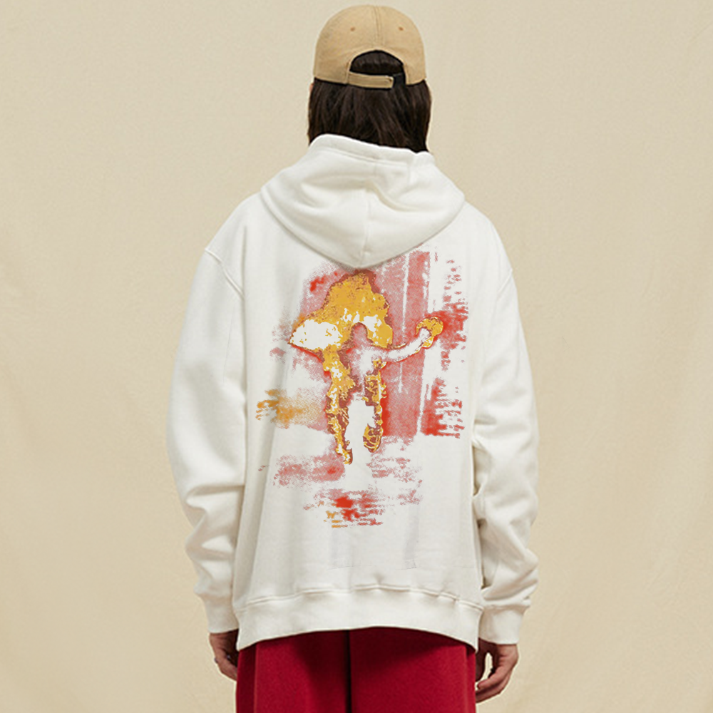 High Street Flaming Man Print Hoodie