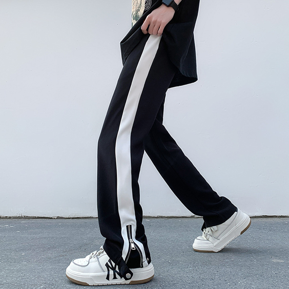 Simple Zipper and Drawstring Cargo Sweatpants
