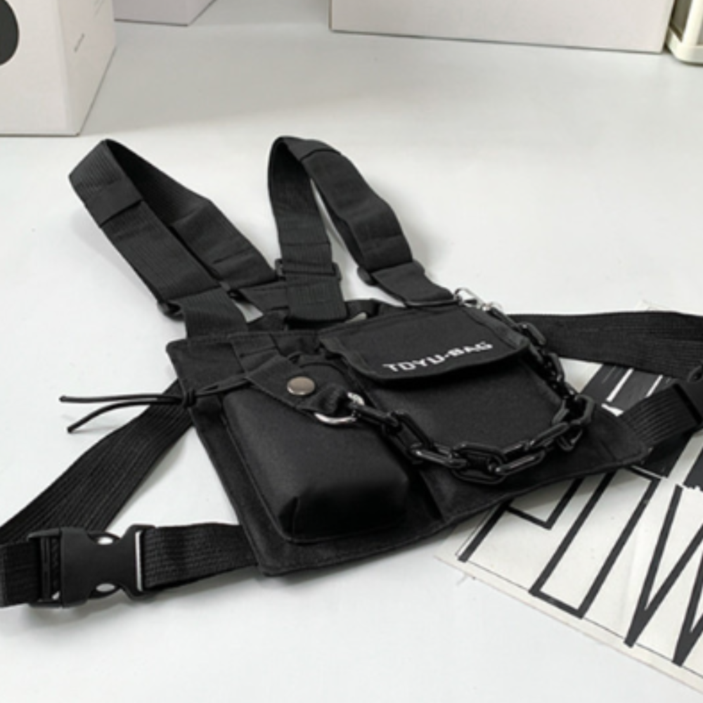 Dark Functional Chain Chest Bag