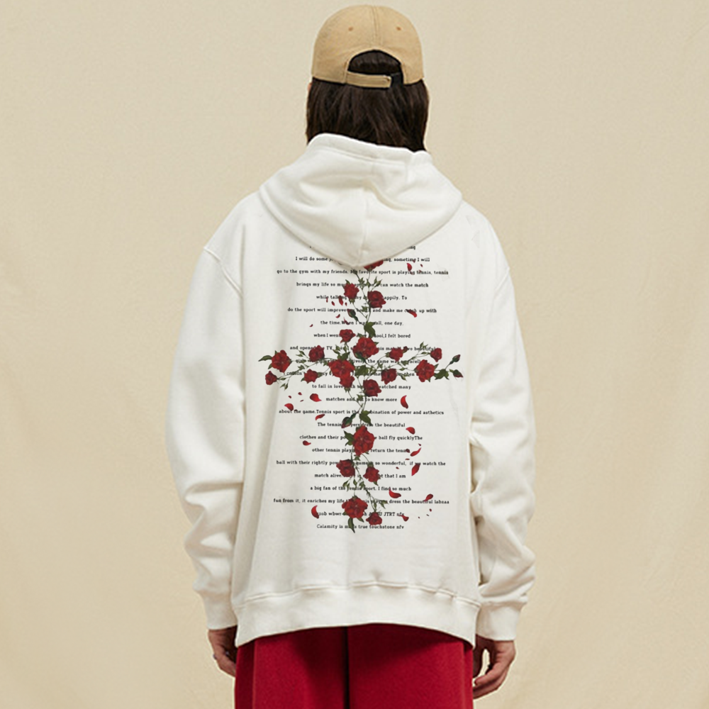 Rose Cross Print Hoodie