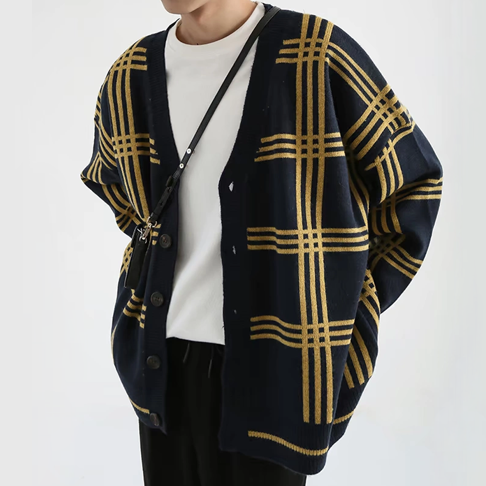 Classic Plaid Knit Cardigan