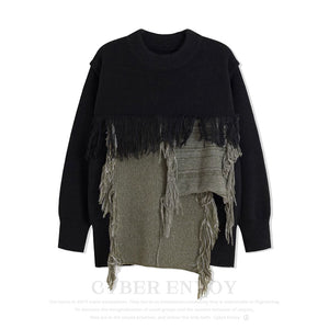 CE | Heavy Design Tassel Splicing Sweater