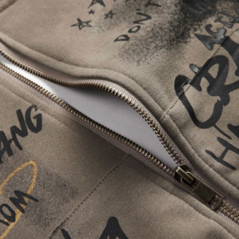 Retro Graffiti Zipper Hoodie