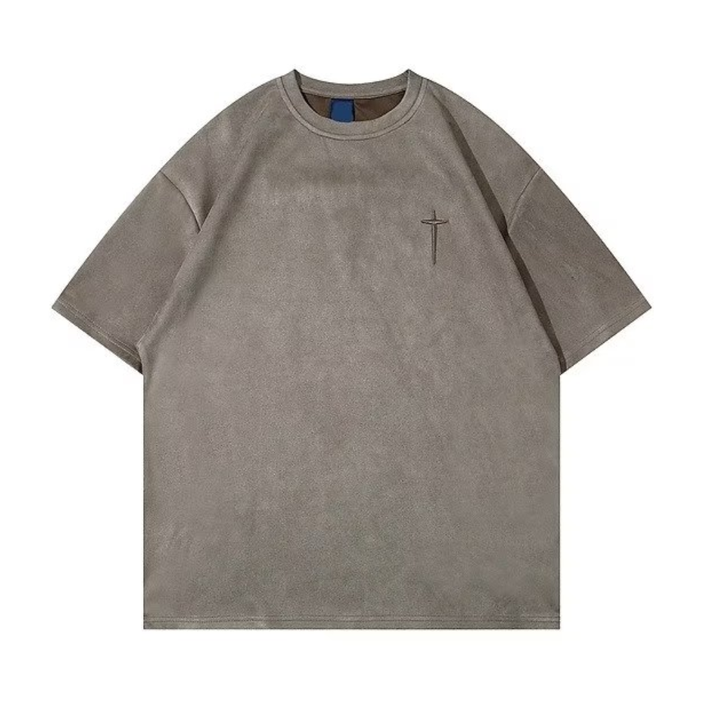 Hip Hop Letter Embroidery Suede T-shirt