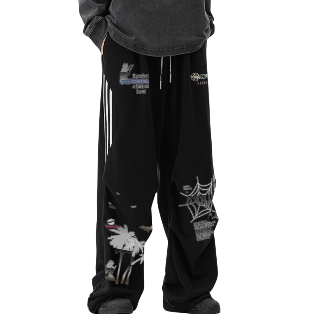 Coconut Tree Print Panel Sweatpants