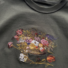 Evokyn Embroidered Vintage Floral Still Life T-Shirt Details