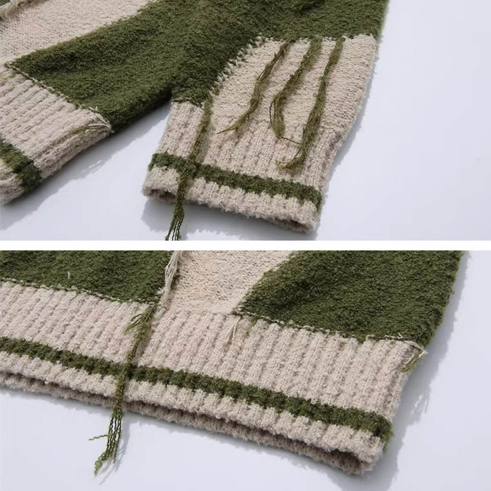 OOC' Contrast Color Tassels Sweater