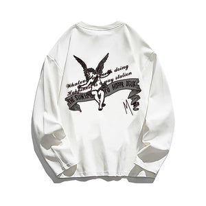 Cute Guardian Angel Print Sweatshirt