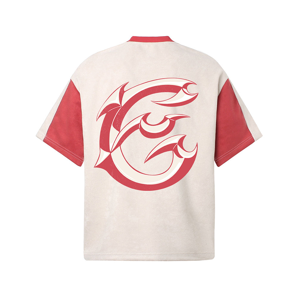 Evokyn Contrast Color Stitching Print Jersey T-Shirt