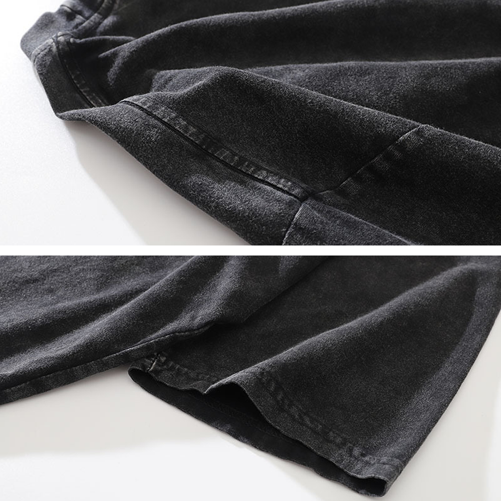 Collar Sweatshirt Doberman Pinscher Washed T-Shirt
