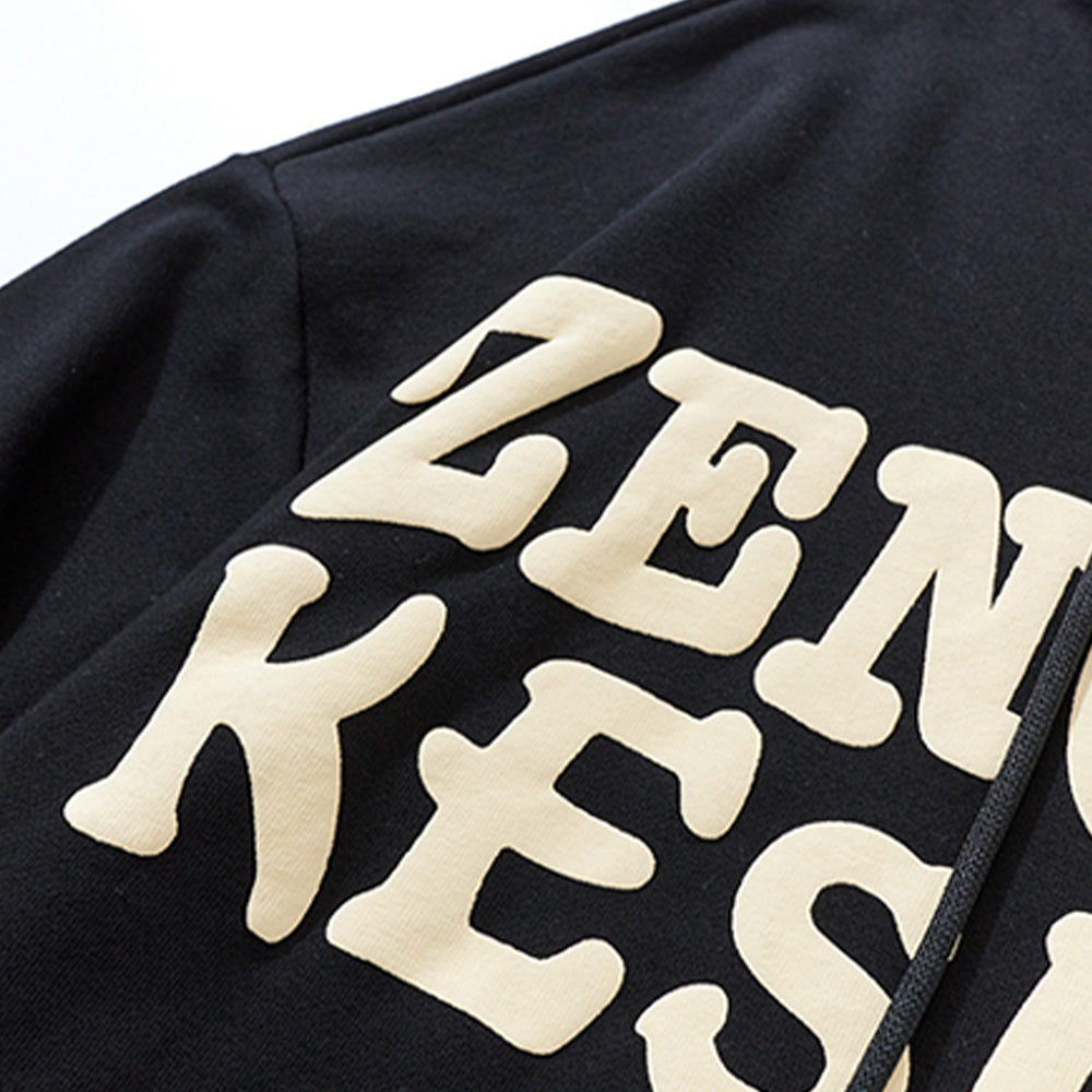 Star Foam Letter Zipper Hoodie