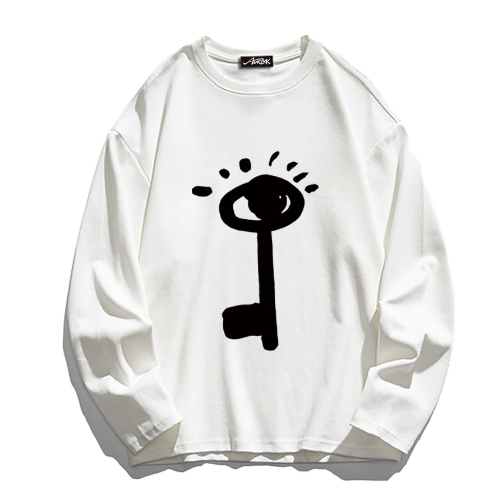 Summer Loose Key Print Long Sleeve Shirt