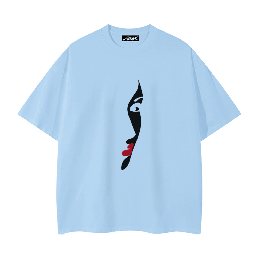 Red Lips Half Face T-Shirt