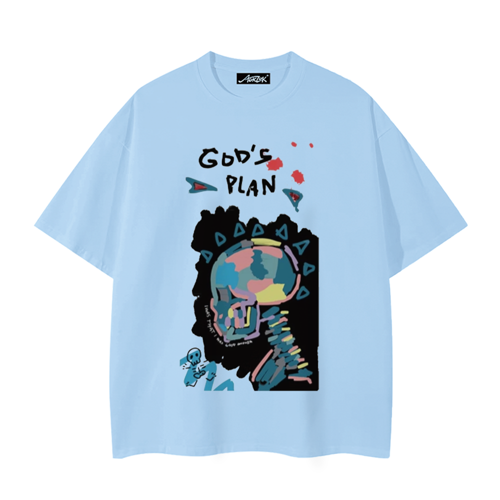 God'S Plan Colorful Skull Doodle T-Shirt