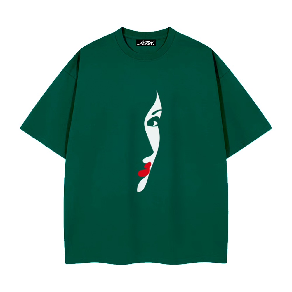 Red Lips Half Face T-Shirt