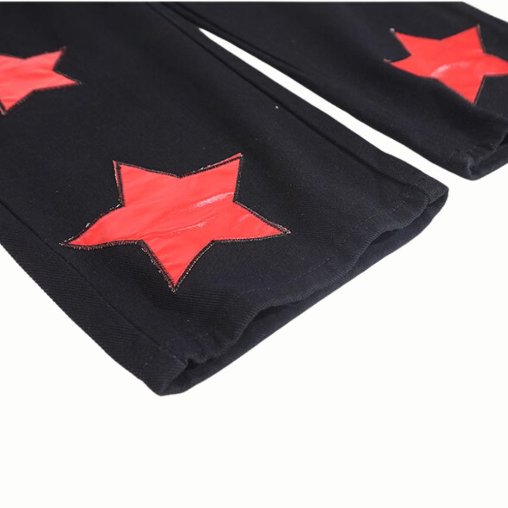 DF| Famous Star Leather Label Patch Jeans