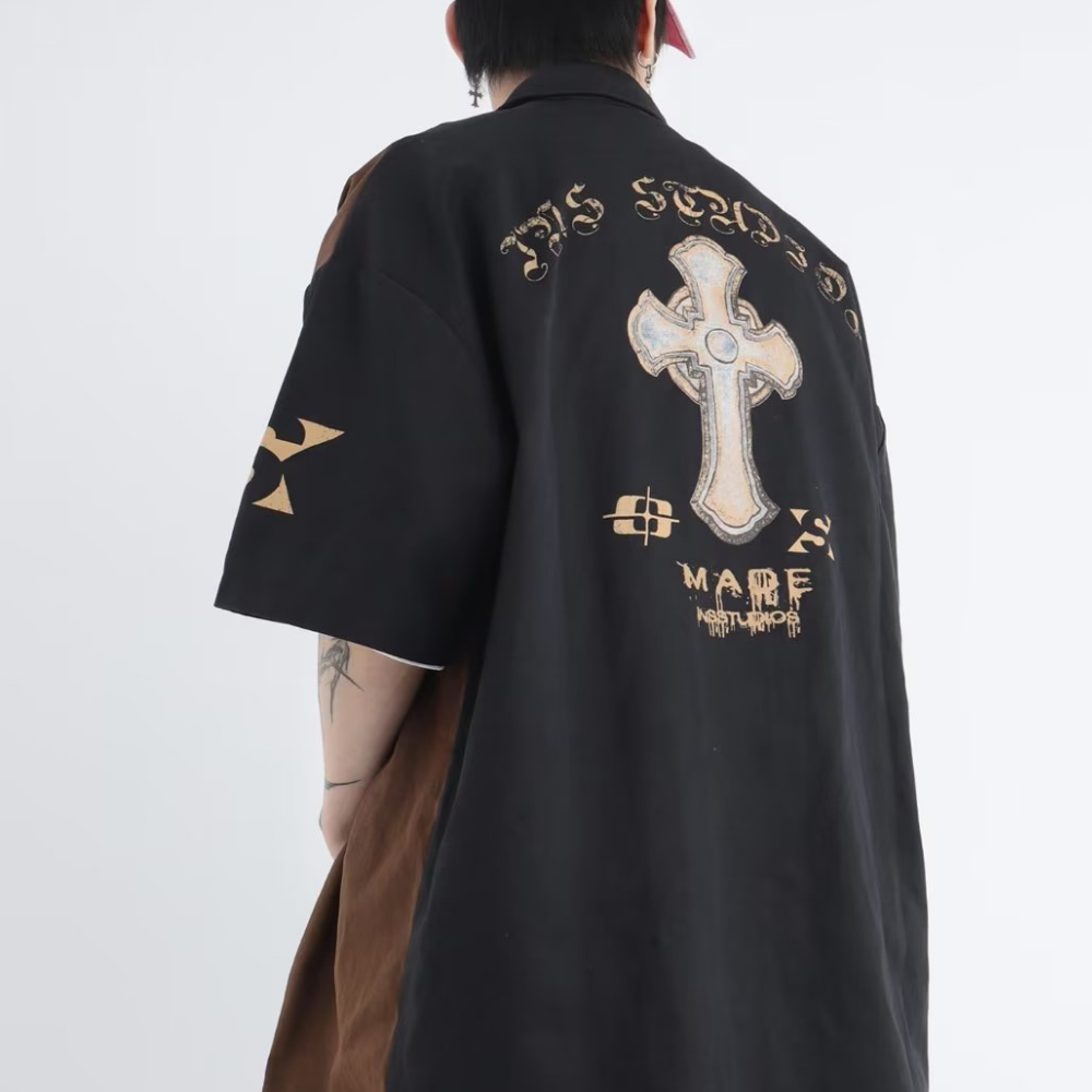 Japanese Spliced Printed Shirt