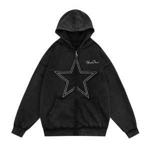 American Distressed Stars Solid Color Hoodie