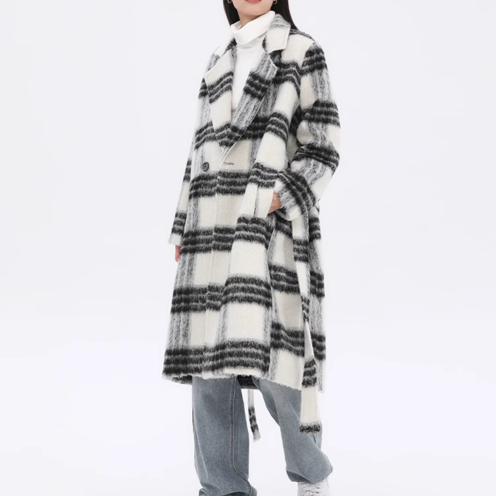 Women's Plaid Lapel Wool Jacket