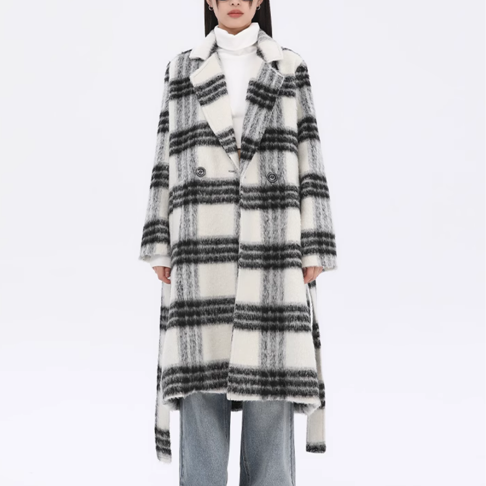 Women's Plaid Lapel Wool Jacket