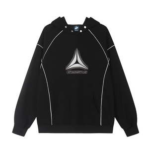 Contrast Color Line Embroidery Hoodie