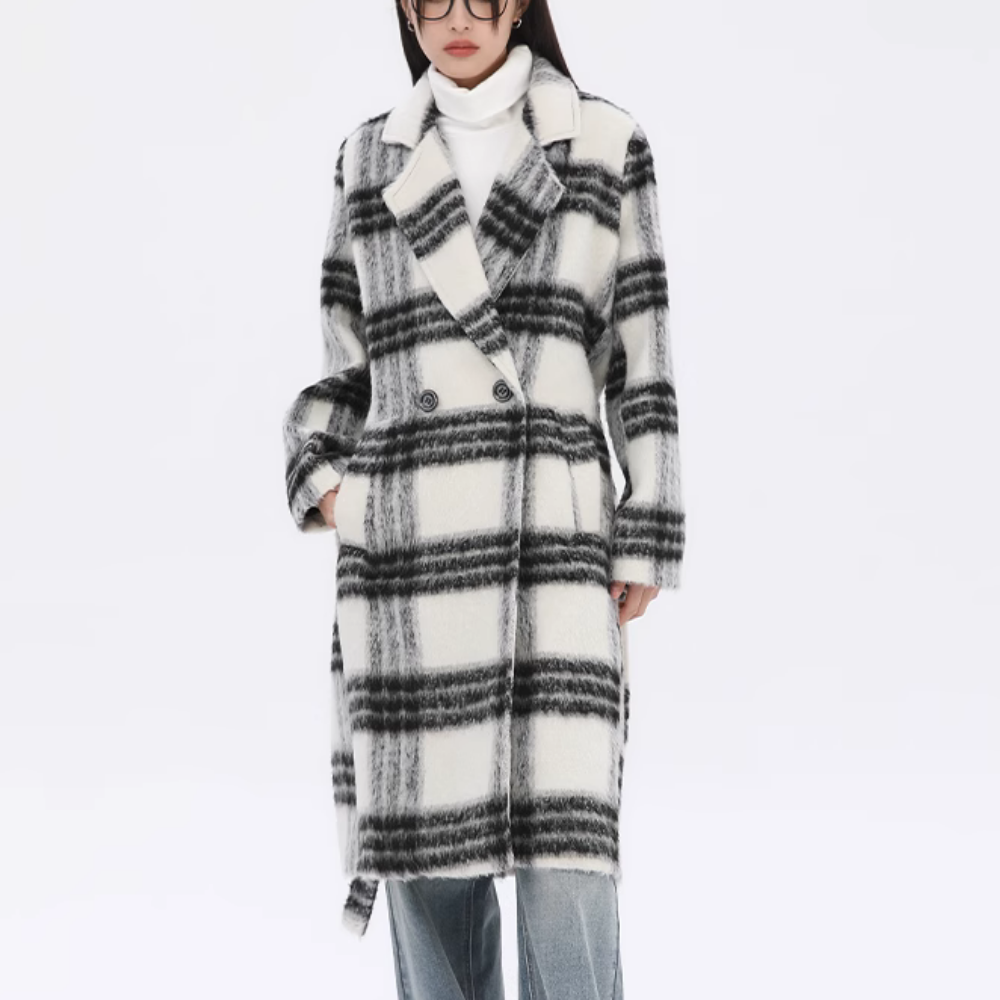 Women's Plaid Lapel Wool Jacket