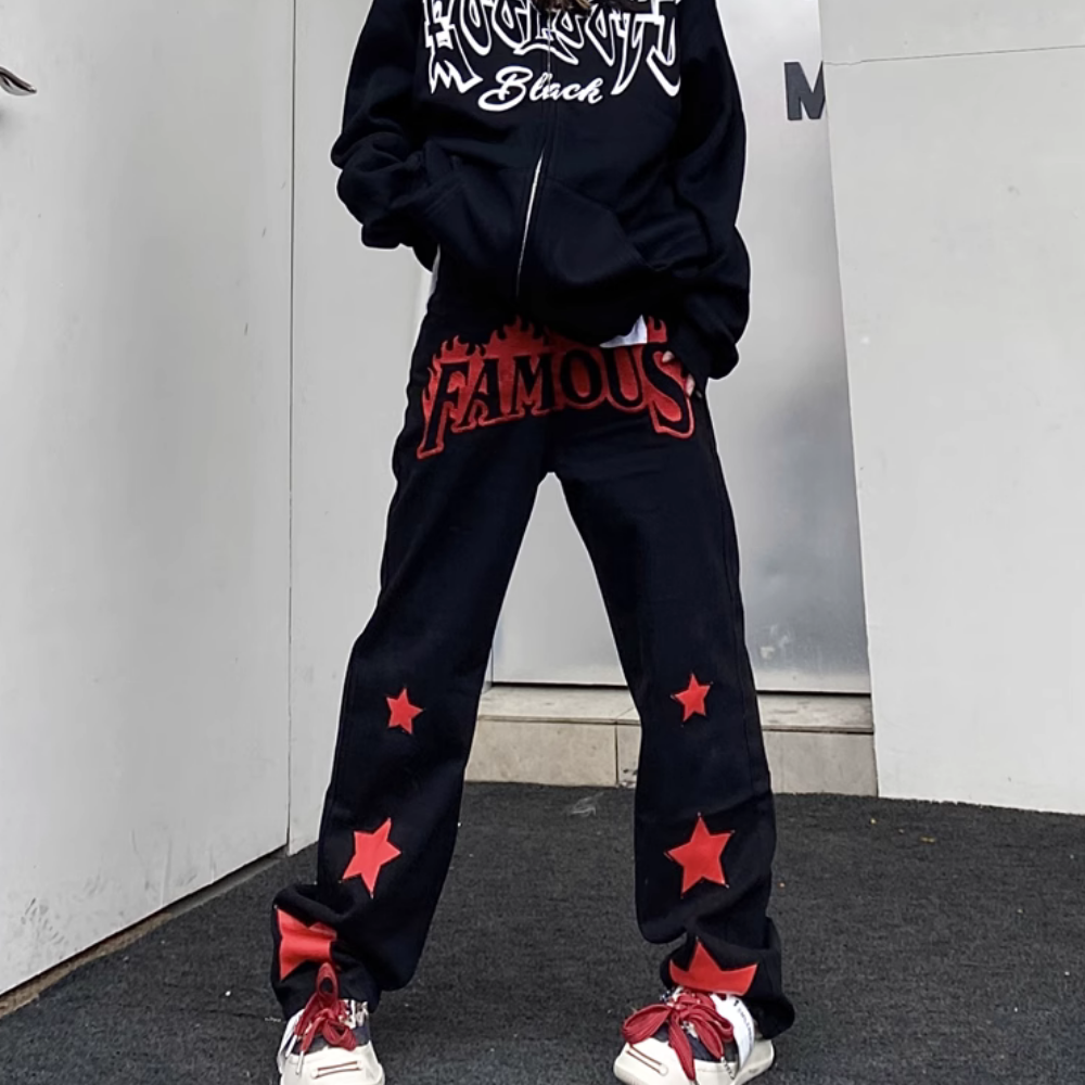 DF| Famous Star Leather Label Patch Jeans