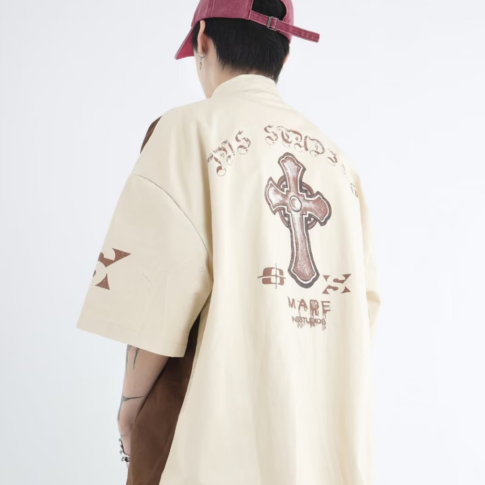 Japanese Spliced Printed Shirt