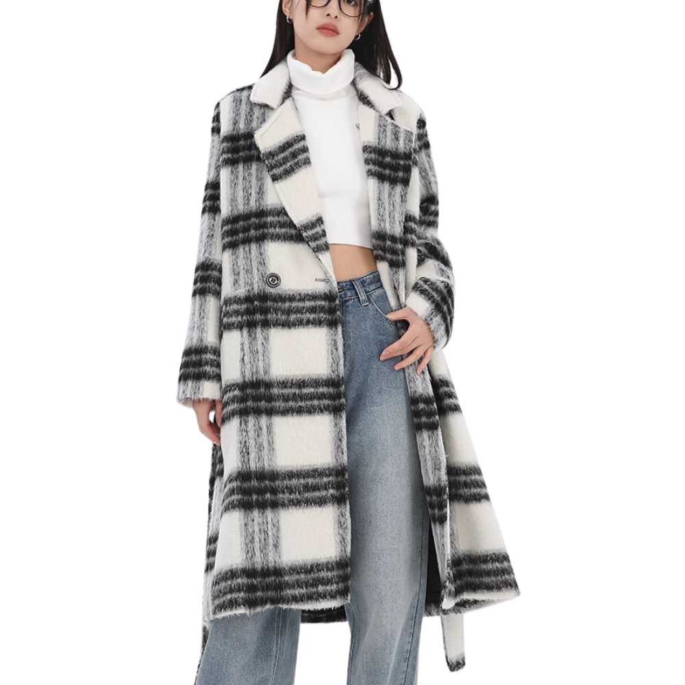 Women's Plaid Lapel Wool Jacket