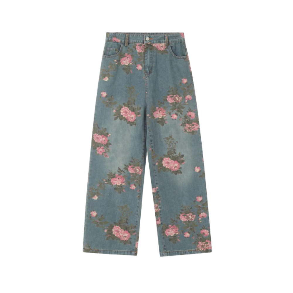 Colored Floral Embroidered Jeans