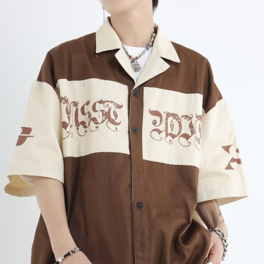 Japanese Spliced Printed Shirt
