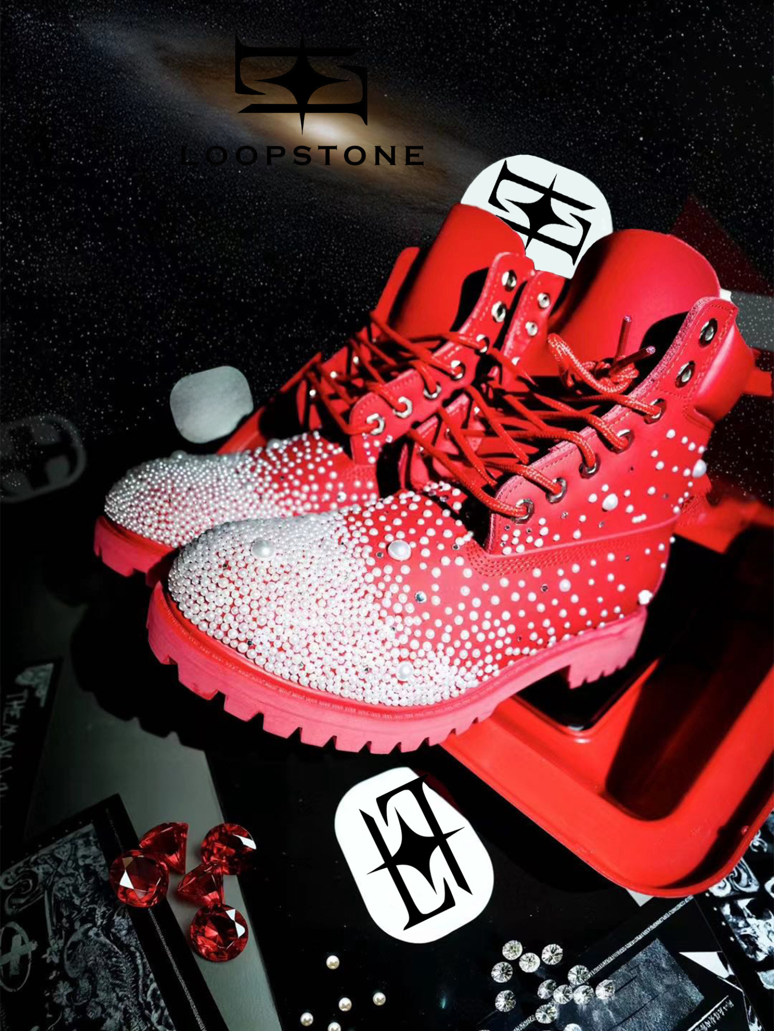LoopStone Luxury Scarlet Night Crystal Boots - KOC Project