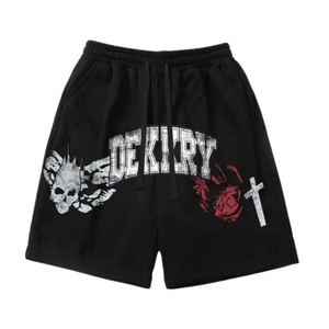 Dark Skull Letter Print Shorts